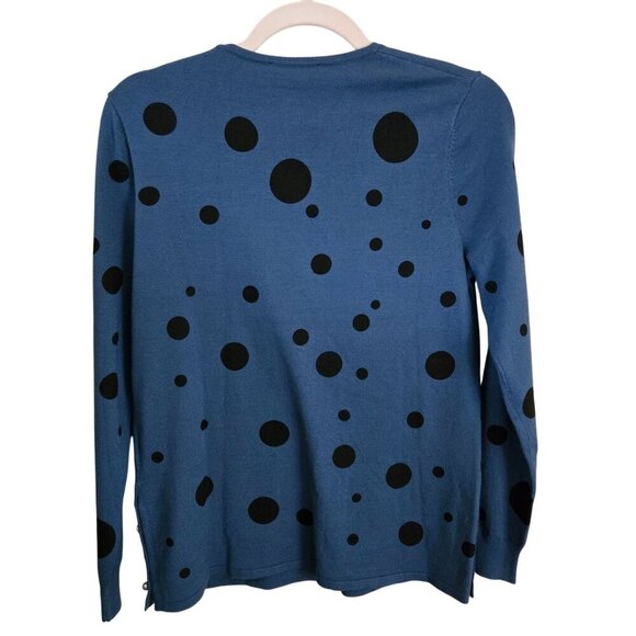 Carre Noir NWT Art To Wear Rhinestone Pearl Teal Polka Dot Sweater Size S - Picture 2 of 8